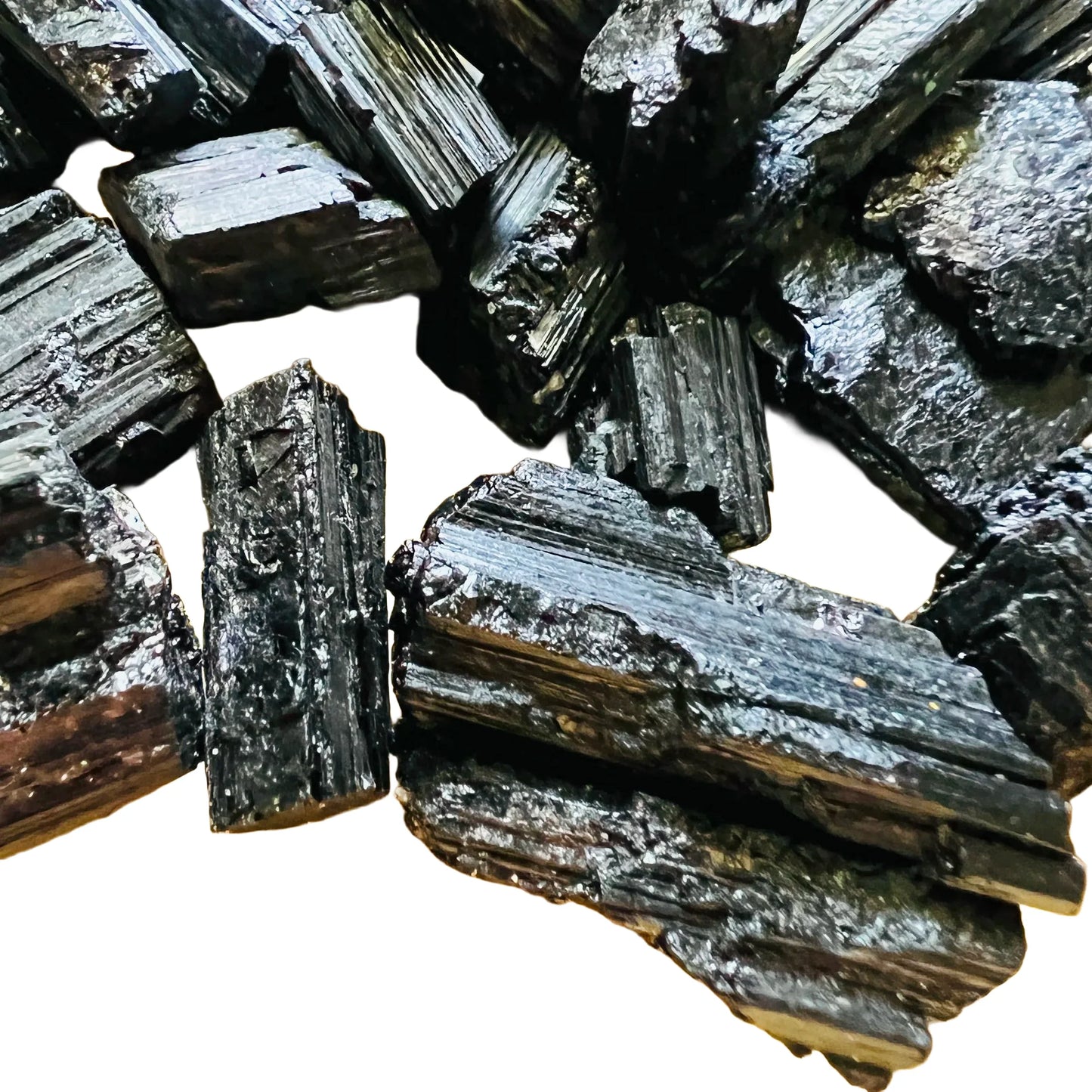 Full profile of Grade AA Black Tourmaline raw ready to ship from Beyond Bohemian