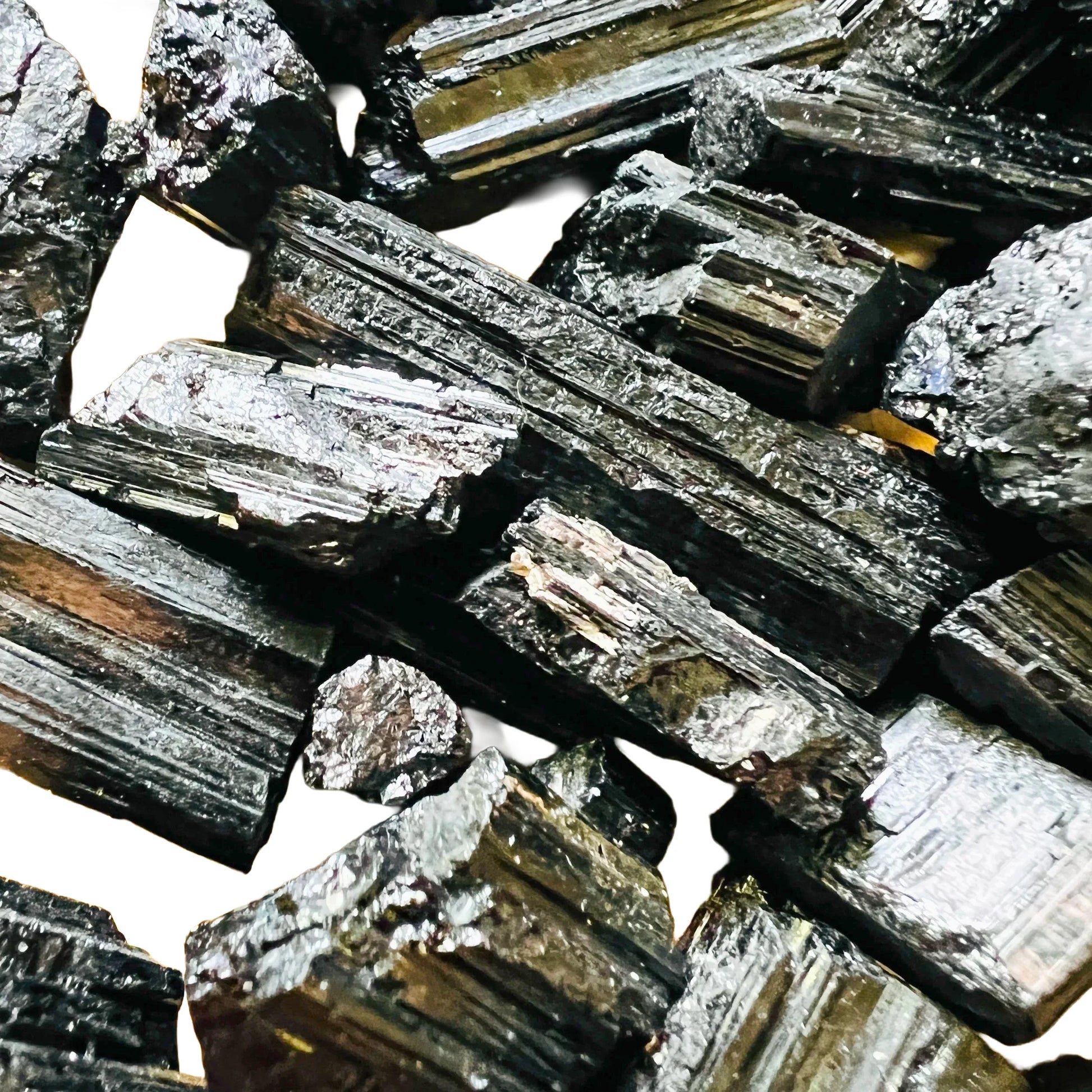 Full profile of Grade AA Black Tourmaline raw ready to ship from Beyond Bohemian