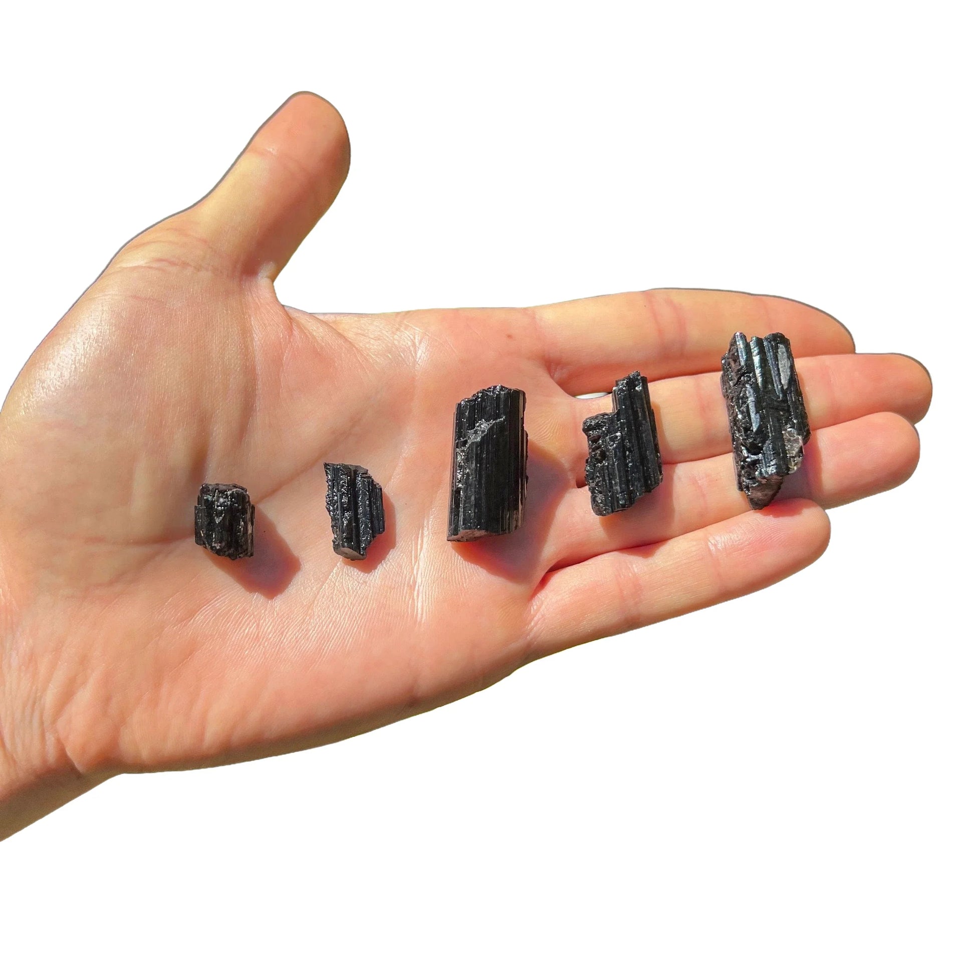 Full profile of Grade AA Black Tourmaline raw ready to ship from Beyond Bohemian