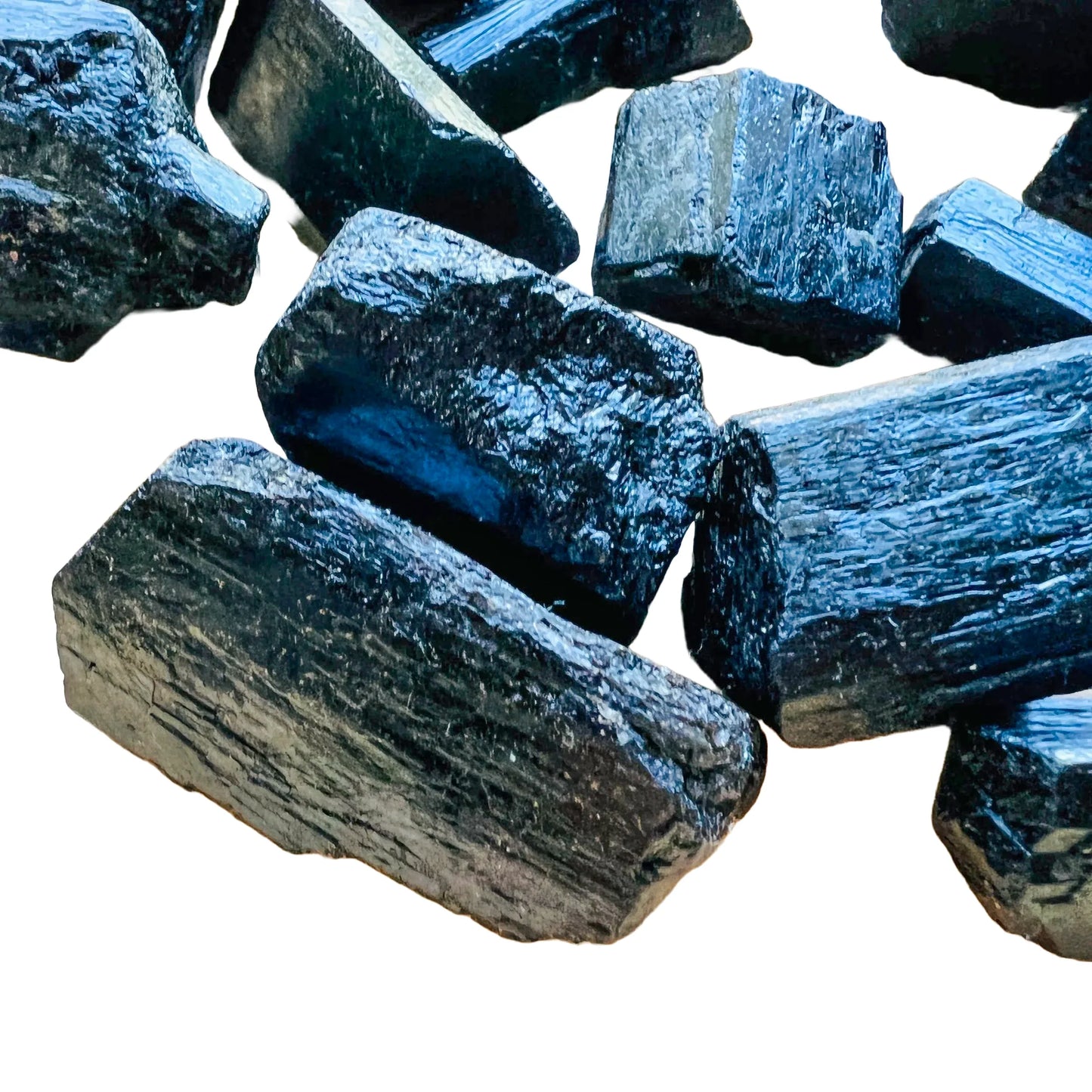 Full profile of Grade AA Black Tourmaline raw ready to ship from Beyond Bohemian