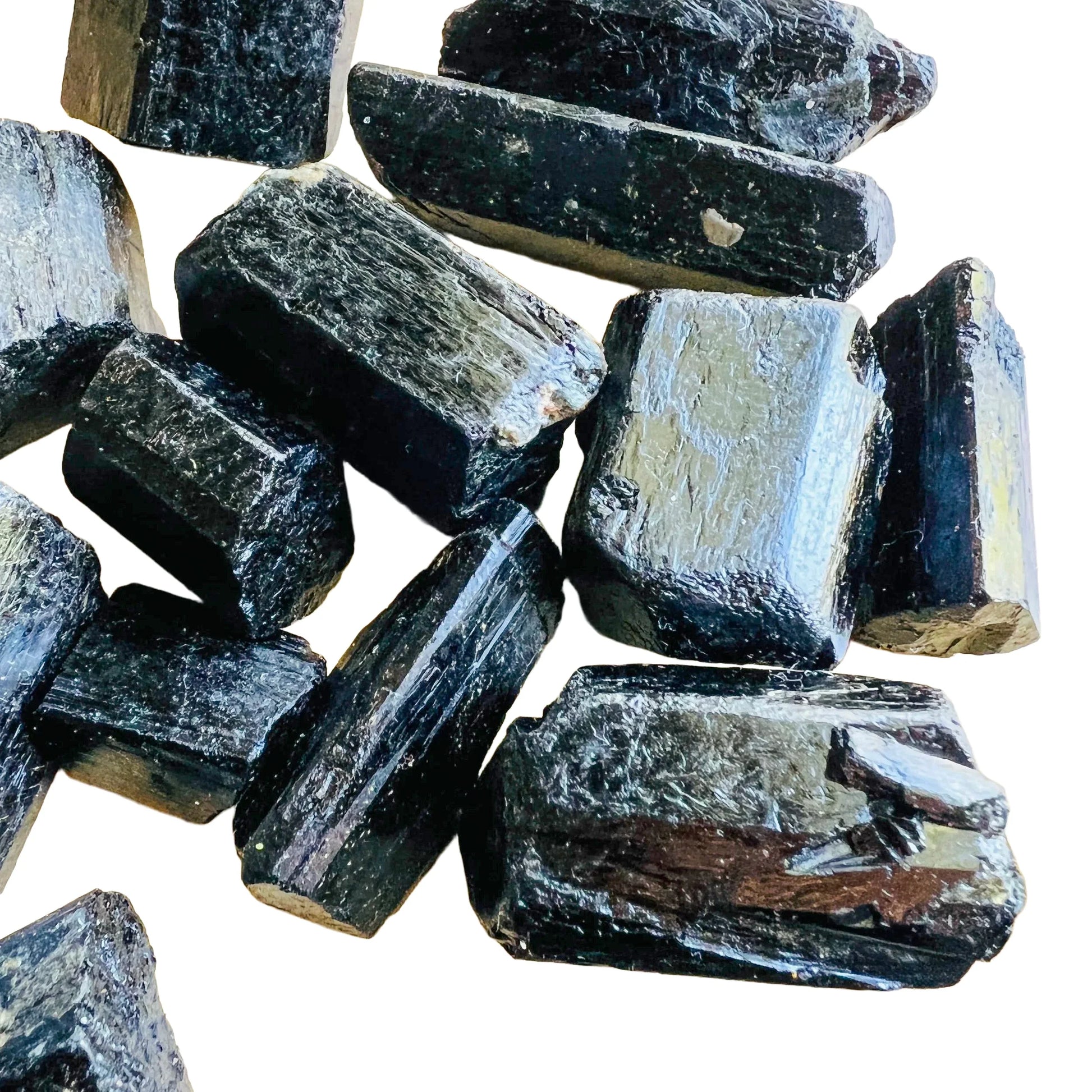 Full profile of Grade AA Black Tourmaline raw ready to ship from Beyond Bohemian