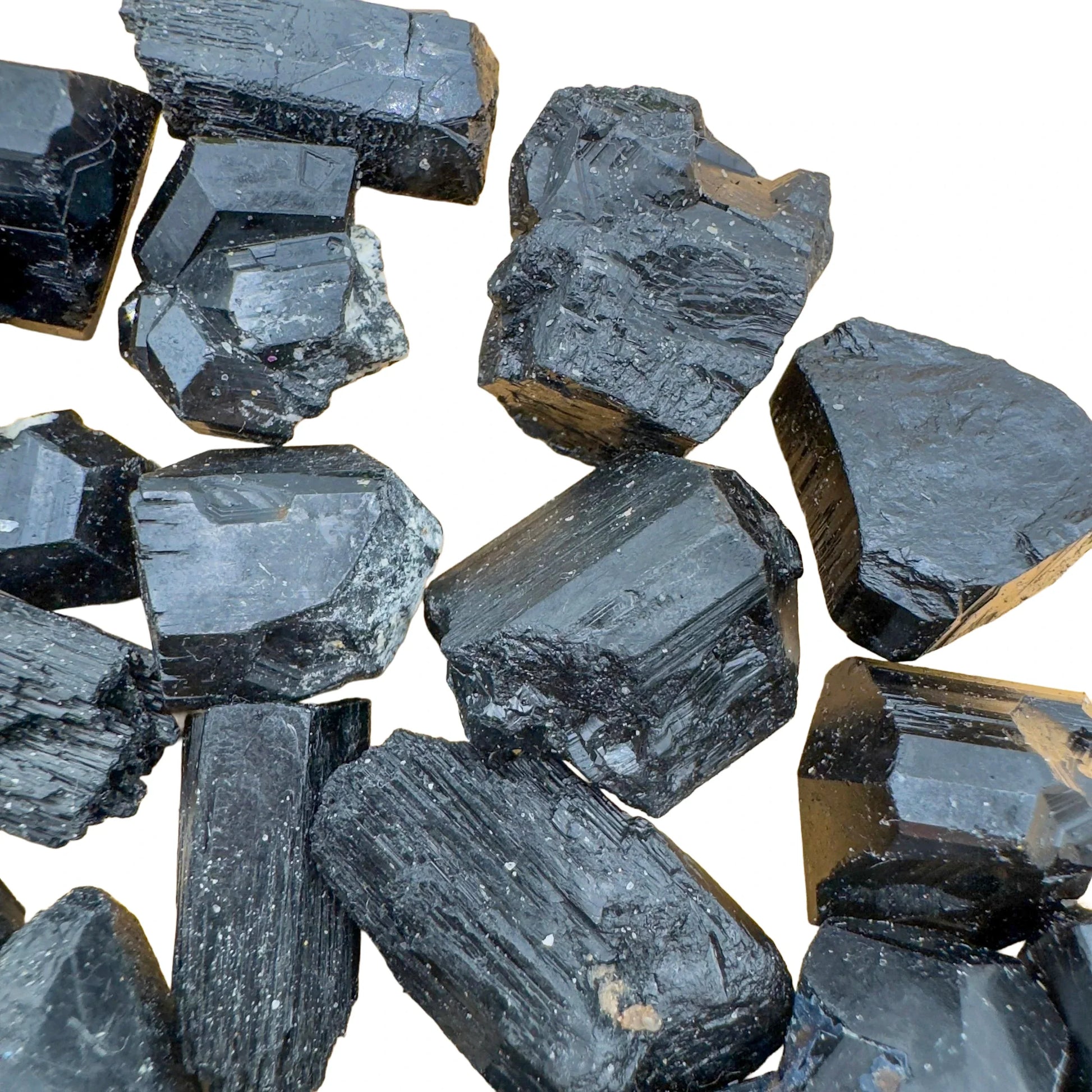 Underside detail of Black Tourmaline raw stone, associated with Protection, hand-selected from Erongo, Namibia.