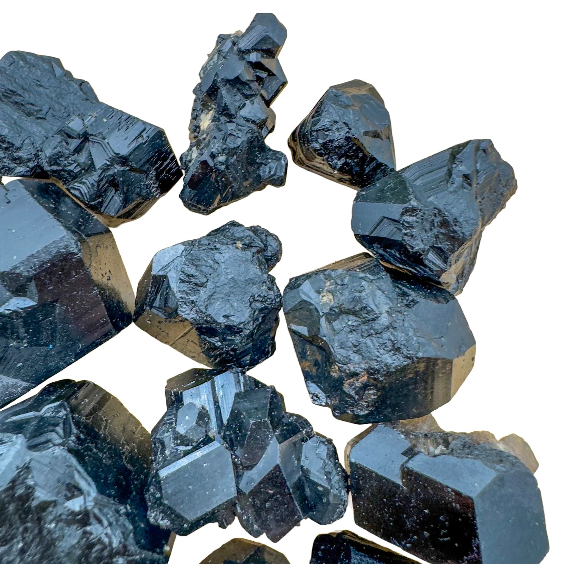 Reverse side of Black Tourmaline raw stone, showing natural sheen.