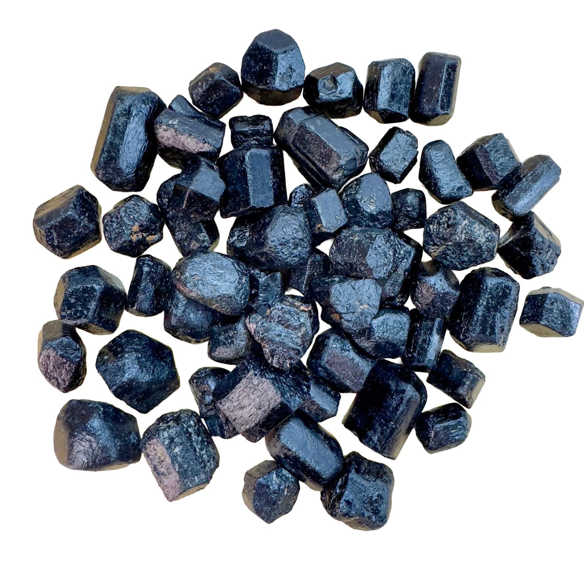 Profile view of Black Tourmaline raw stone, Zimbabwe-sourced, carried for Protection.