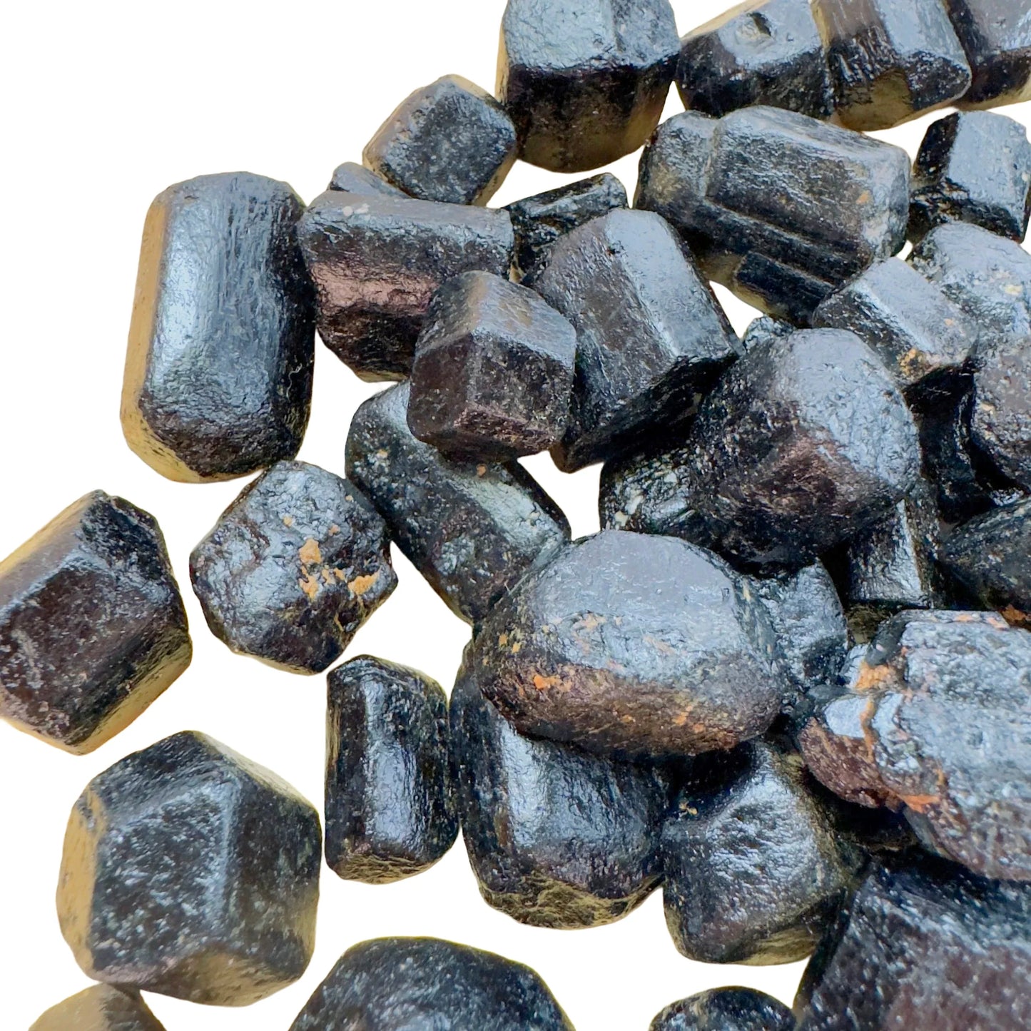 Daylight view of a single Black Tourmaline raw stone from Zimbabwe.