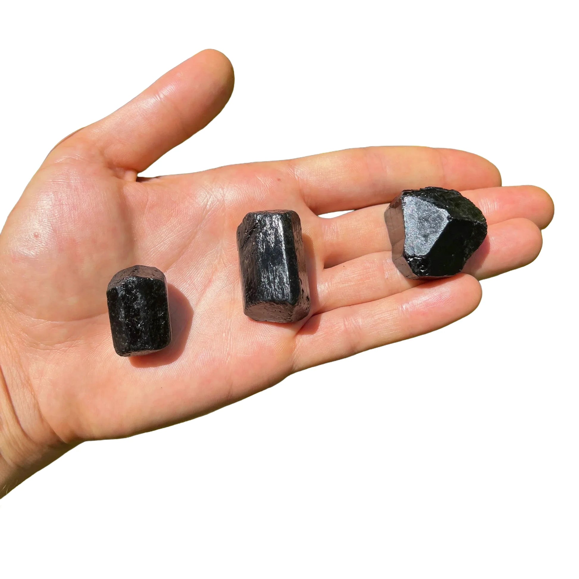 Full profile of Grade A Black Tourmaline raw ready to ship from Beyond Bohemian