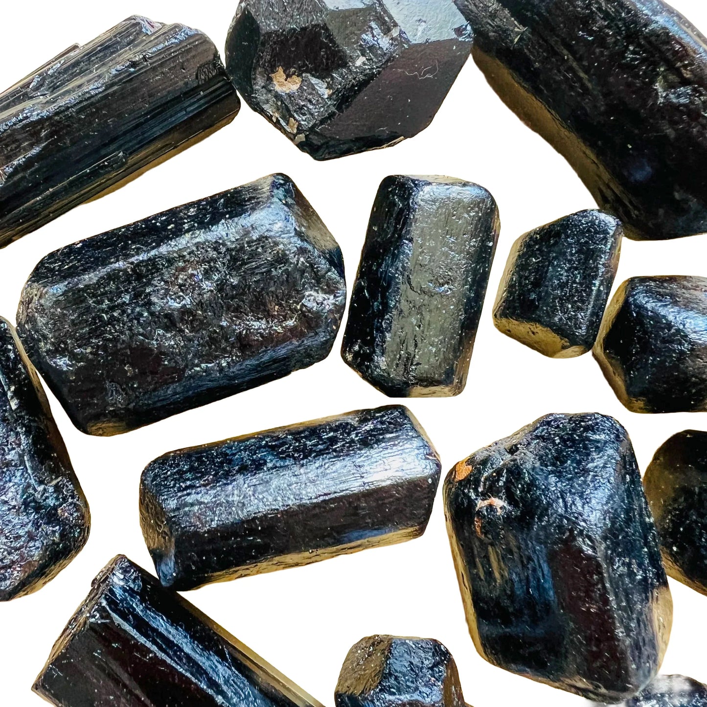 Full profile of Grade A Black Tourmaline raw ready to ship from Beyond Bohemian