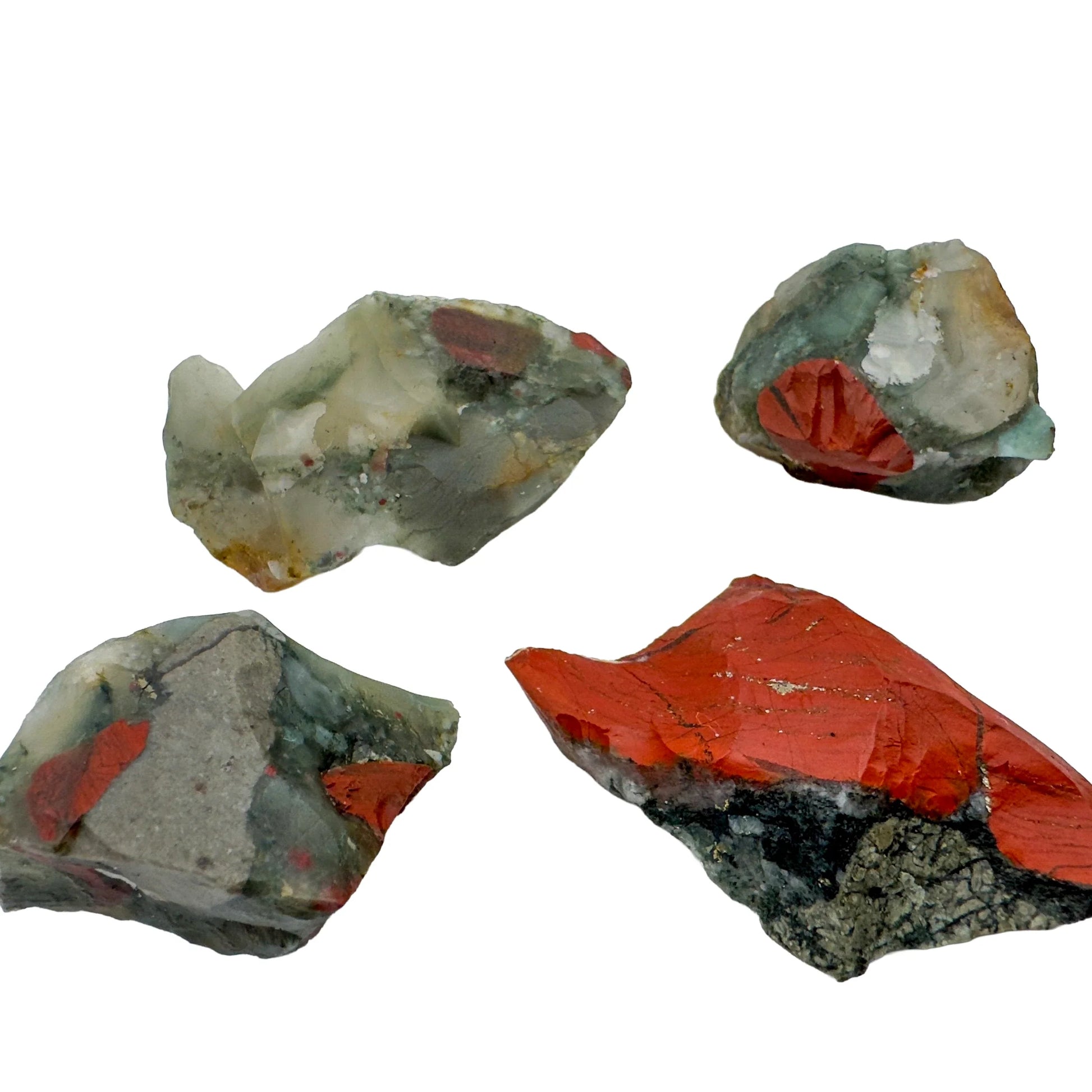 Alternate angle of Grade AA Bloodstone raw showing overall shape