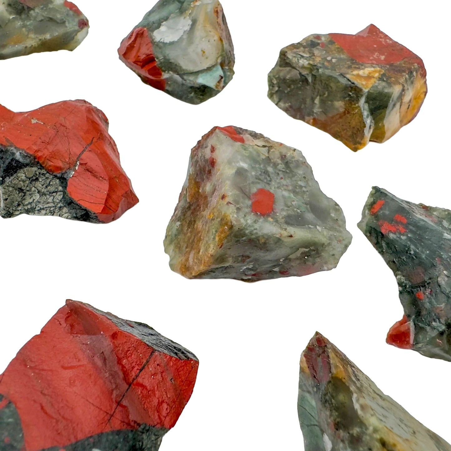 Grade aa bloodstone raw held in hand for size reference