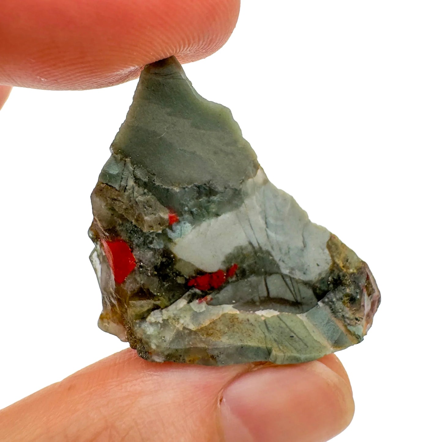 Detail shot of Grade AA Bloodstone raw under natural light