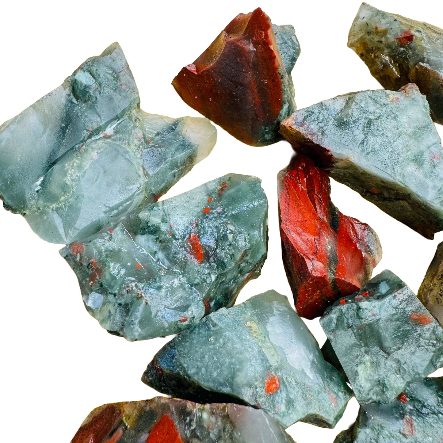 Full profile of Grade AA Bloodstone raw ready to ship from Beyond Bohemian