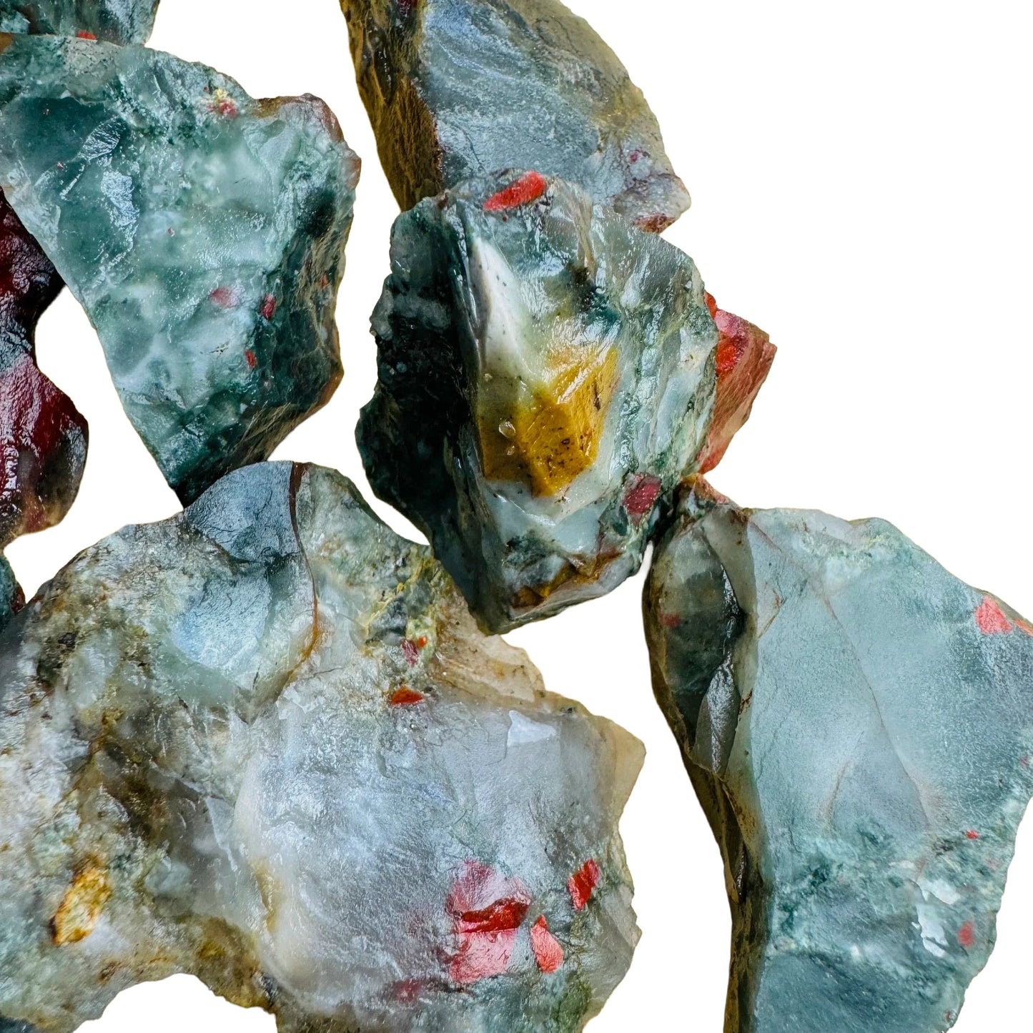 Full profile of Grade AA Bloodstone raw ready to ship from Beyond Bohemian