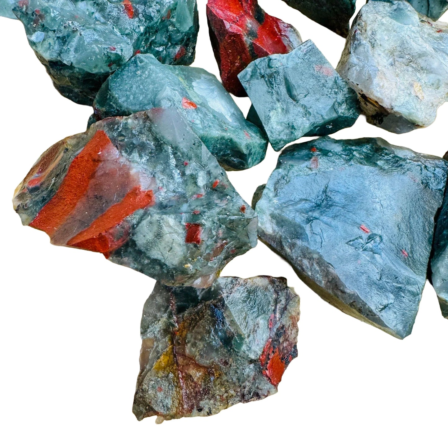 Full profile of Grade AA Bloodstone raw ready to ship from Beyond Bohemian