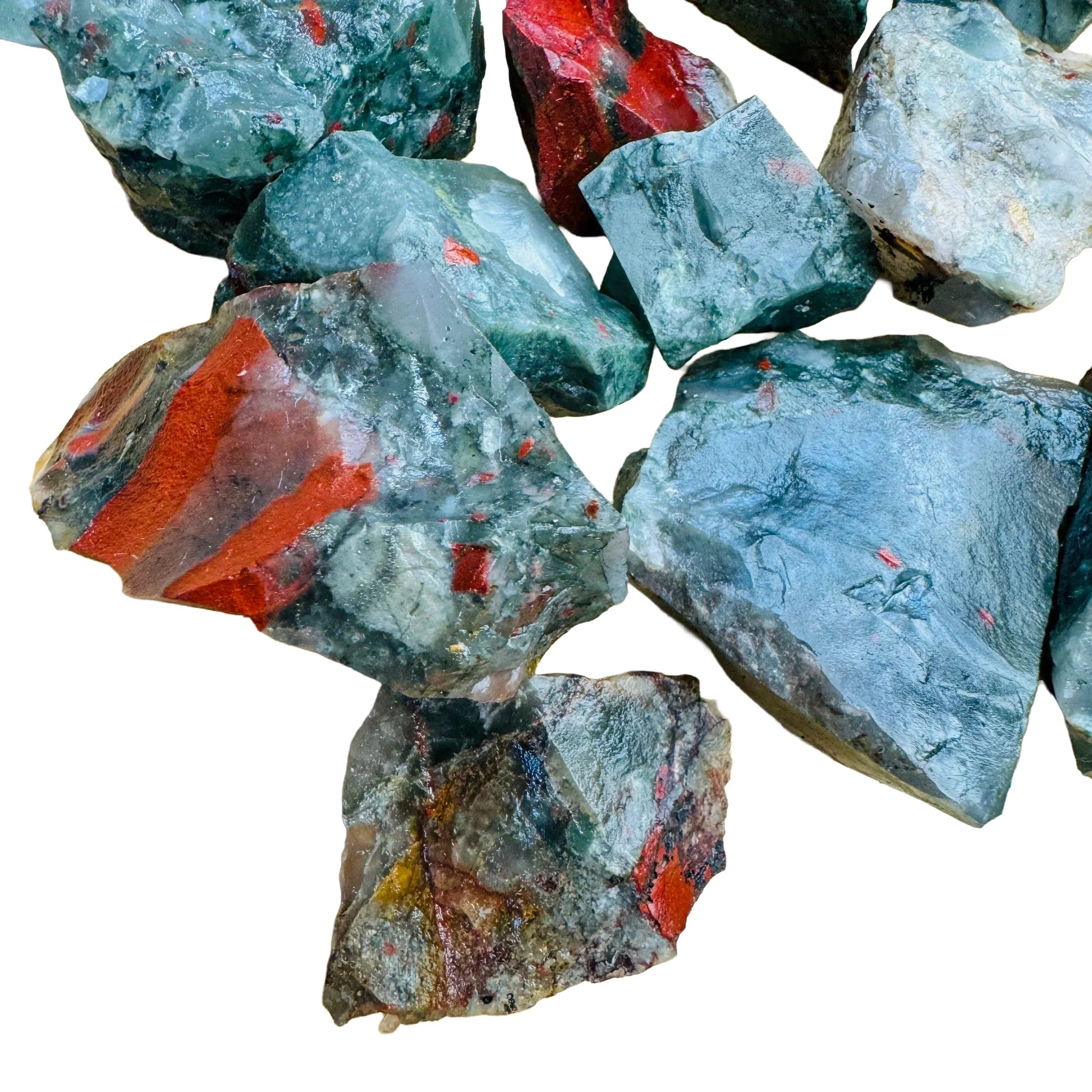 Full profile of Grade AA Bloodstone raw ready to ship from Beyond Bohemian