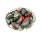 Detail of Grade AA Bloodstone tumbled stone, carried for Energy and Protection.