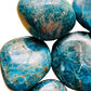 Overhead angle of Grade AA Apatite palm stone, carried for Focus, hand-selected from Anosy, Madagascar.