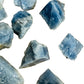 Side profile of Blue Calcite raw stone, associated with Stress Relief and Emotional Healing, from Namibia.