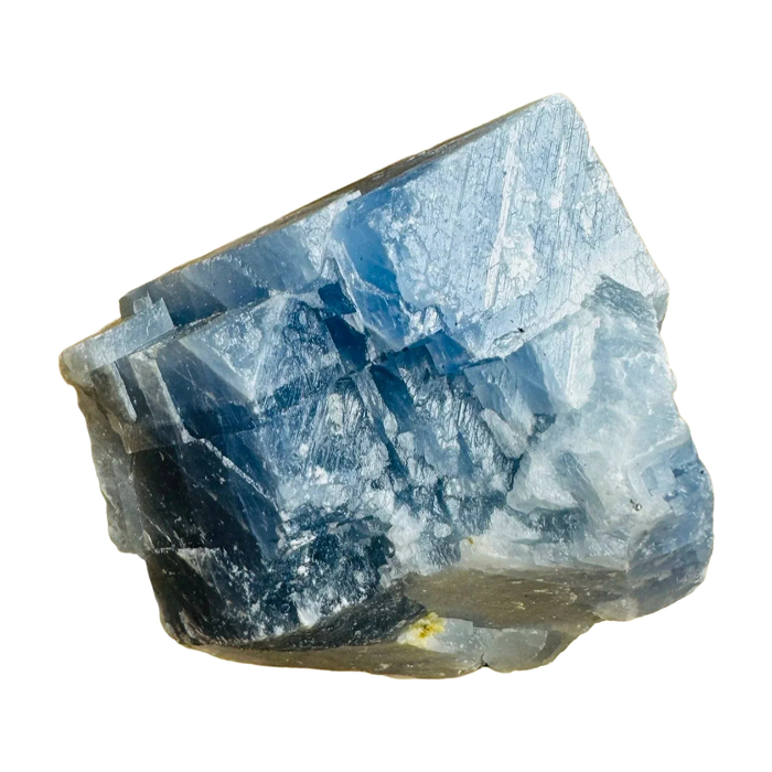Blue Calcite Raw Stones, AA Grade, Namibia: one representative stone on a white background