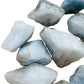 Side perspective of Blue Calcite raw stone, from Ambatondrazaka, Madagascar.