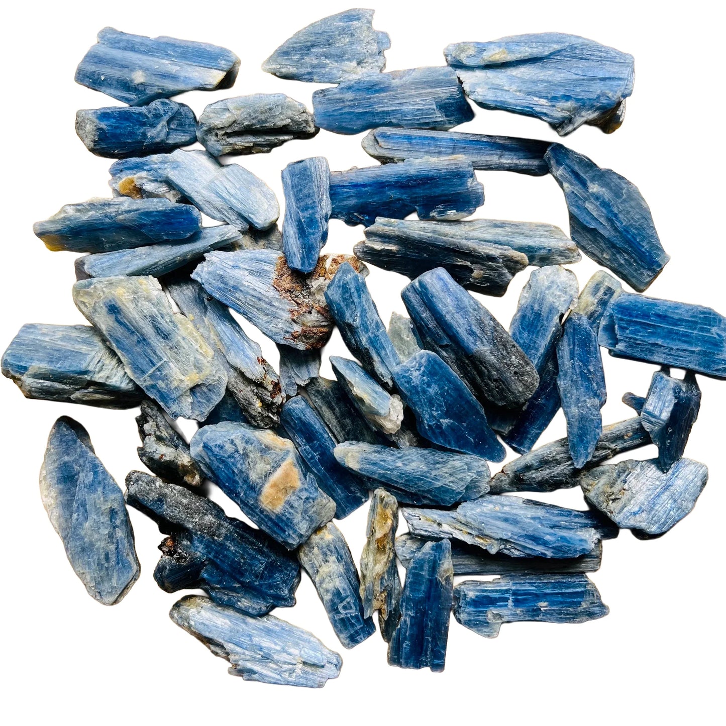 Detail of Blue Kyanite raw stone, drawn on for Confidence.