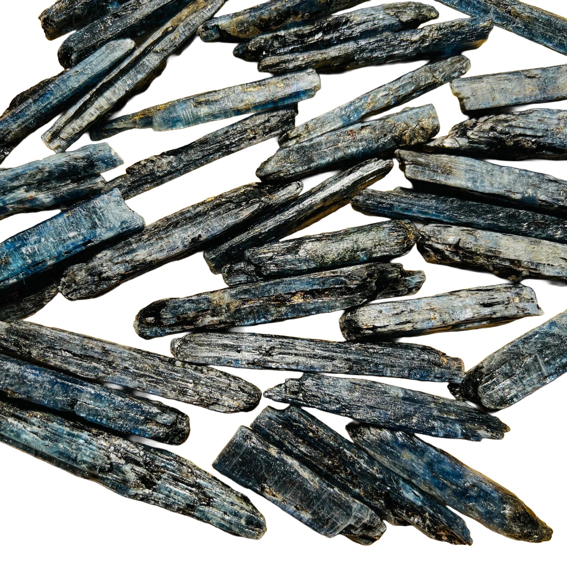 Plan view of Blue Kyanite raw stone, kept near for Confidence and Meditation, from Mashonaland West, Zimbabwe.