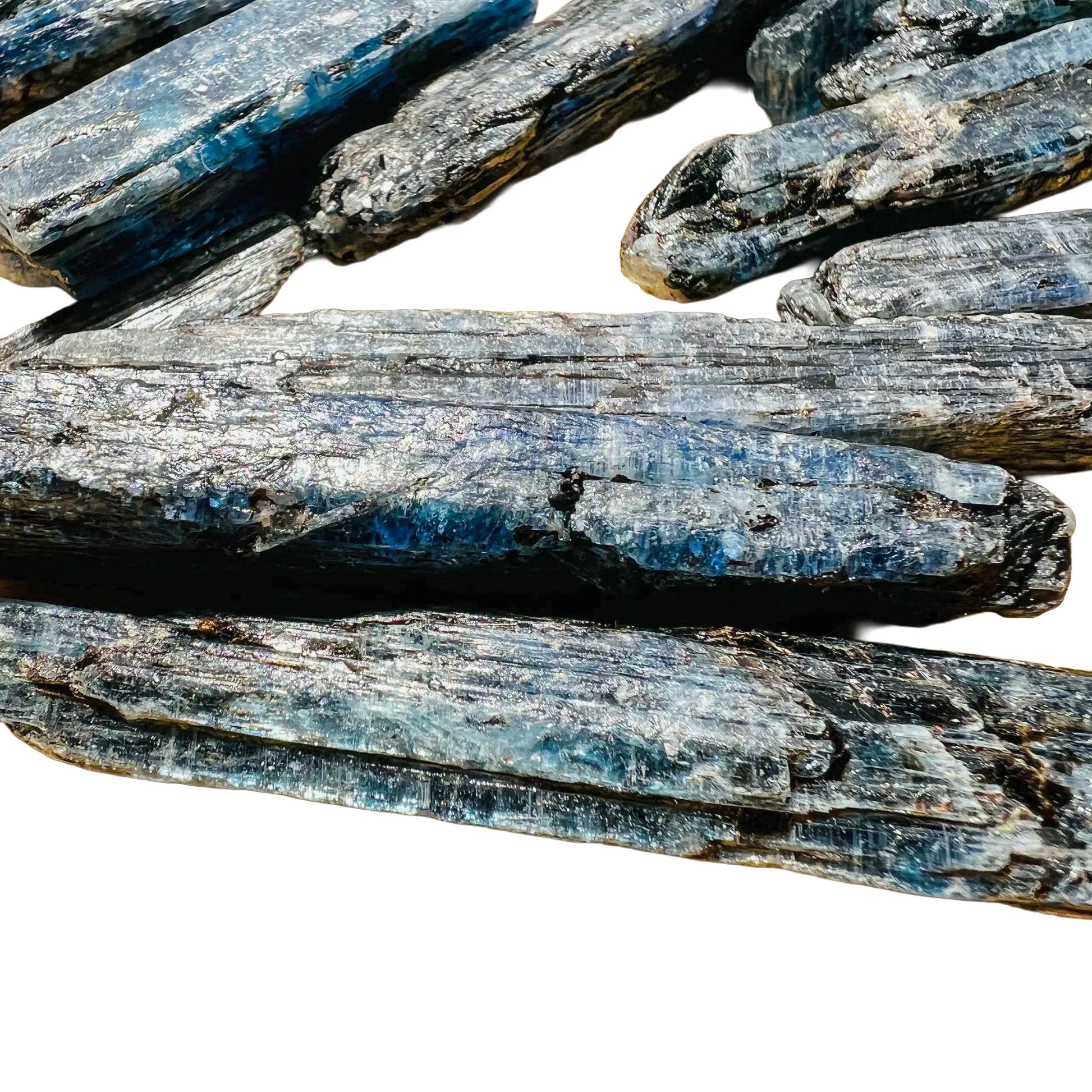 Back view of Grade AA Blue Kyanite raw showing natural surface