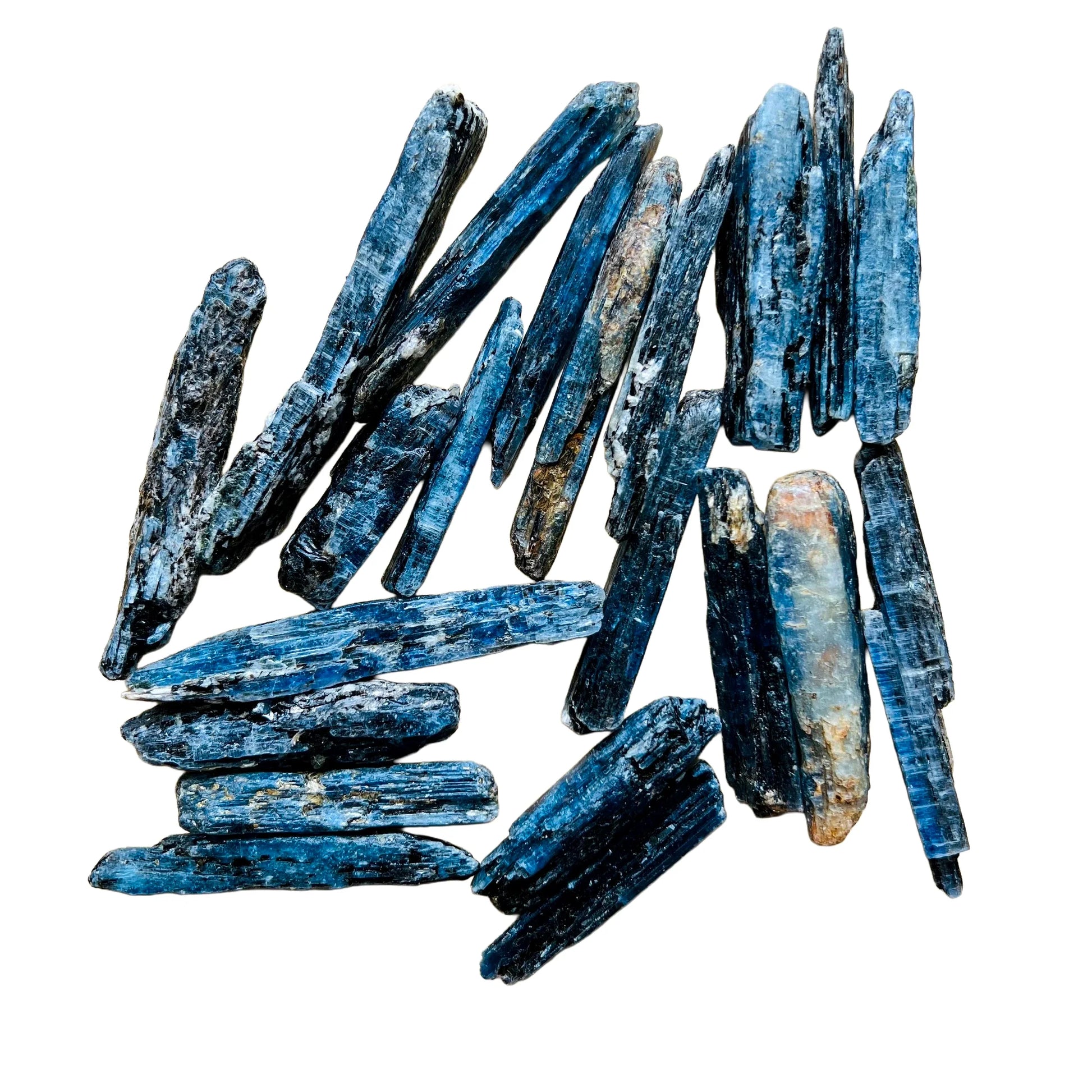 Close-up of Blue Kyanite raw stone, showing natural form, from Mashonaland West, Zimbabwe.