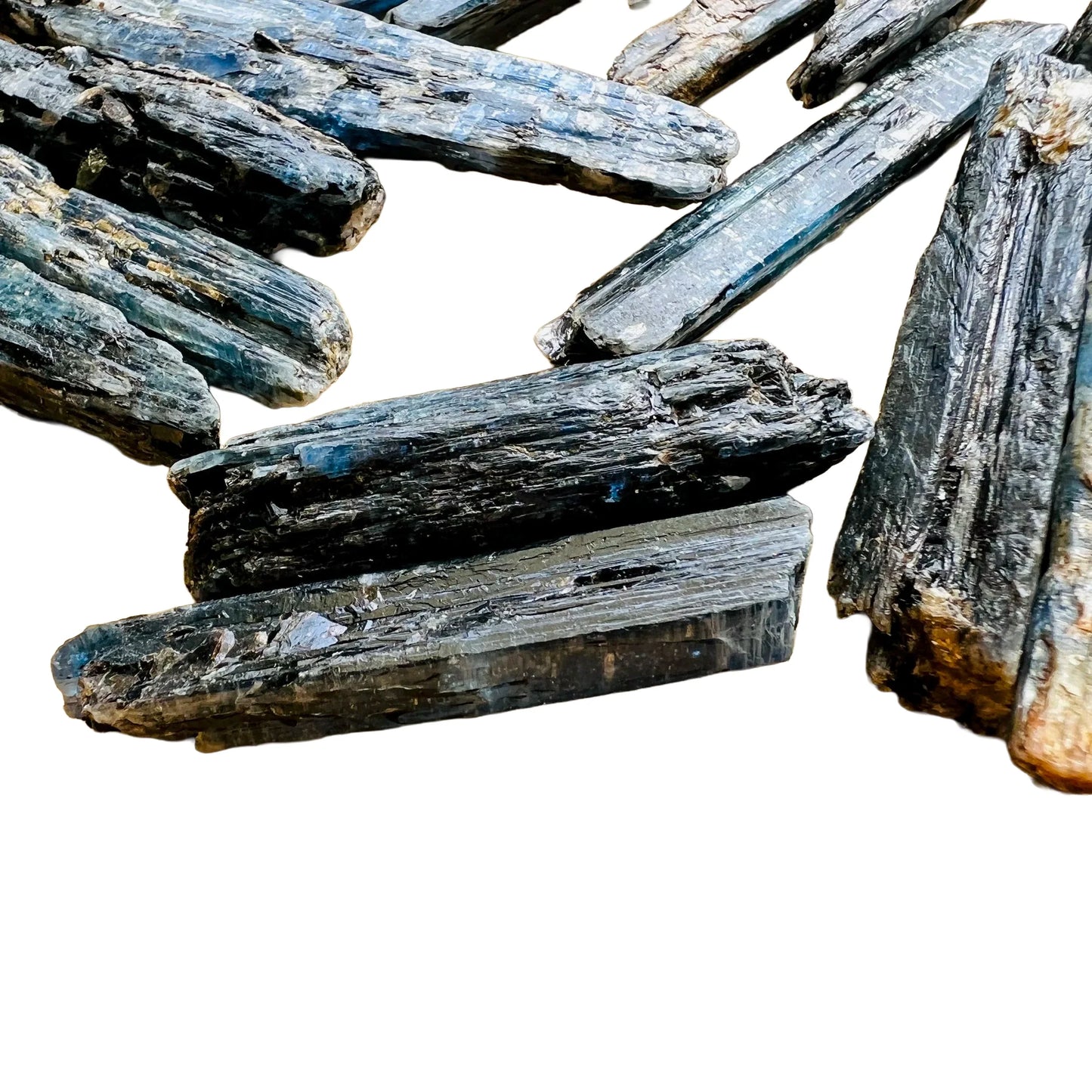 Daylight view of one Blue Kyanite raw stone for scale, sourced from Mashonaland West, Zimbabwe.