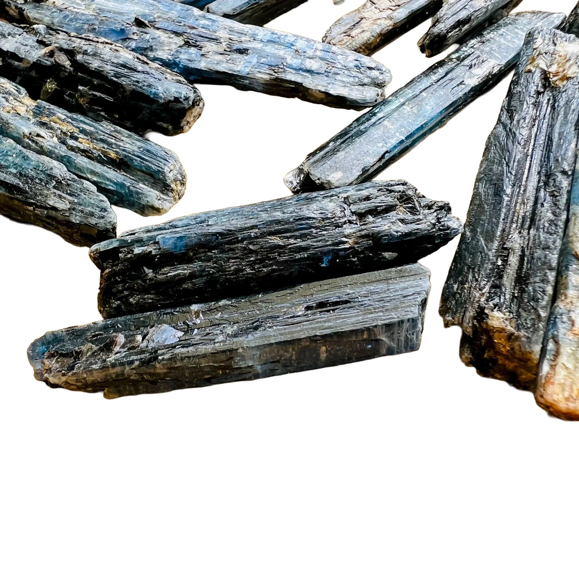 Daylight view of one Blue Kyanite raw stone for scale, sourced from Mashonaland West, Zimbabwe.