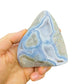 Detail shot of Grade AA Blue Lace Agate freeform under natural light