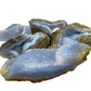 Side perspective of Grade AA Blue Lace Agate raw geode, sourced from Nsipe, Malawi.
