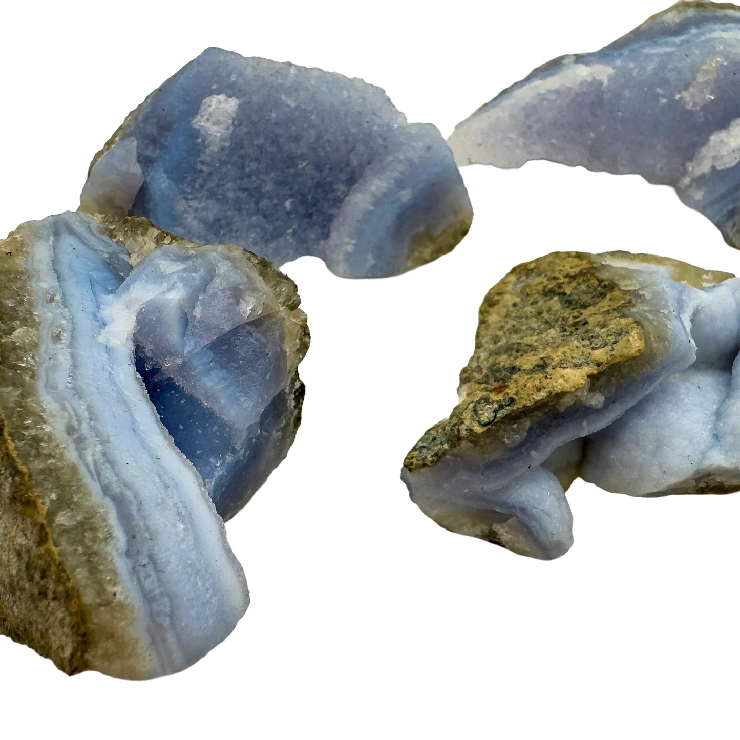 Grade aa blue lace agate geode held in hand for size reference