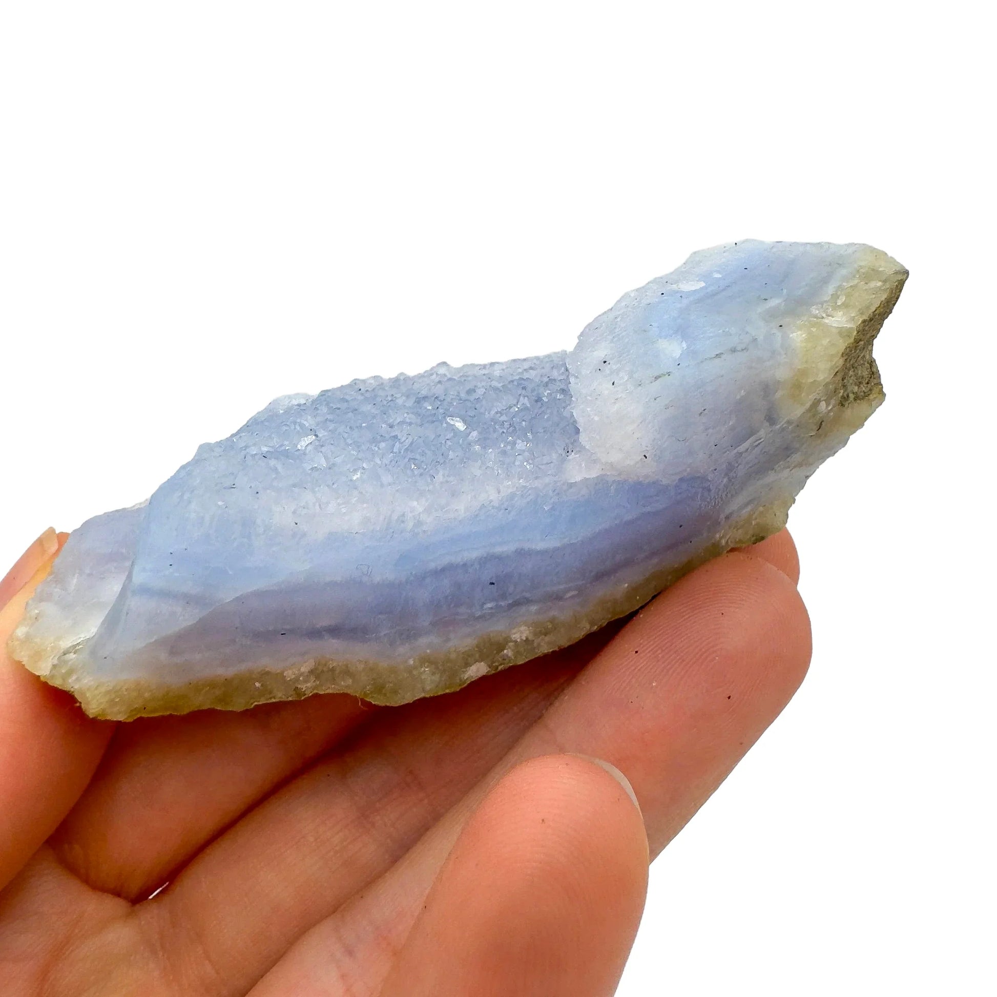 Base detail of Grade AA Blue Lace Agate geode