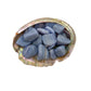 Detail capture of Grade A Blue Lace Agate tumbled stone, kept close for Stress Relief and Emotional Healing, Namibia-sourced.