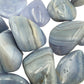Bottom side of Grade A Blue Lace Agate tumbled stone, from ǁKaras Region, Namibia, for Stress Relief.