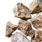 Reverse side of Brown Aragonite raw stone, Peru-sourced, showing honest grain.