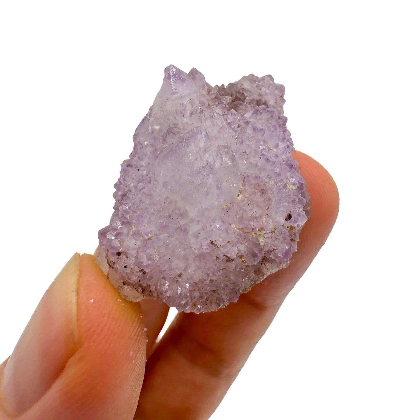 Top view of clear Quartz raw stone, showing natural patina.