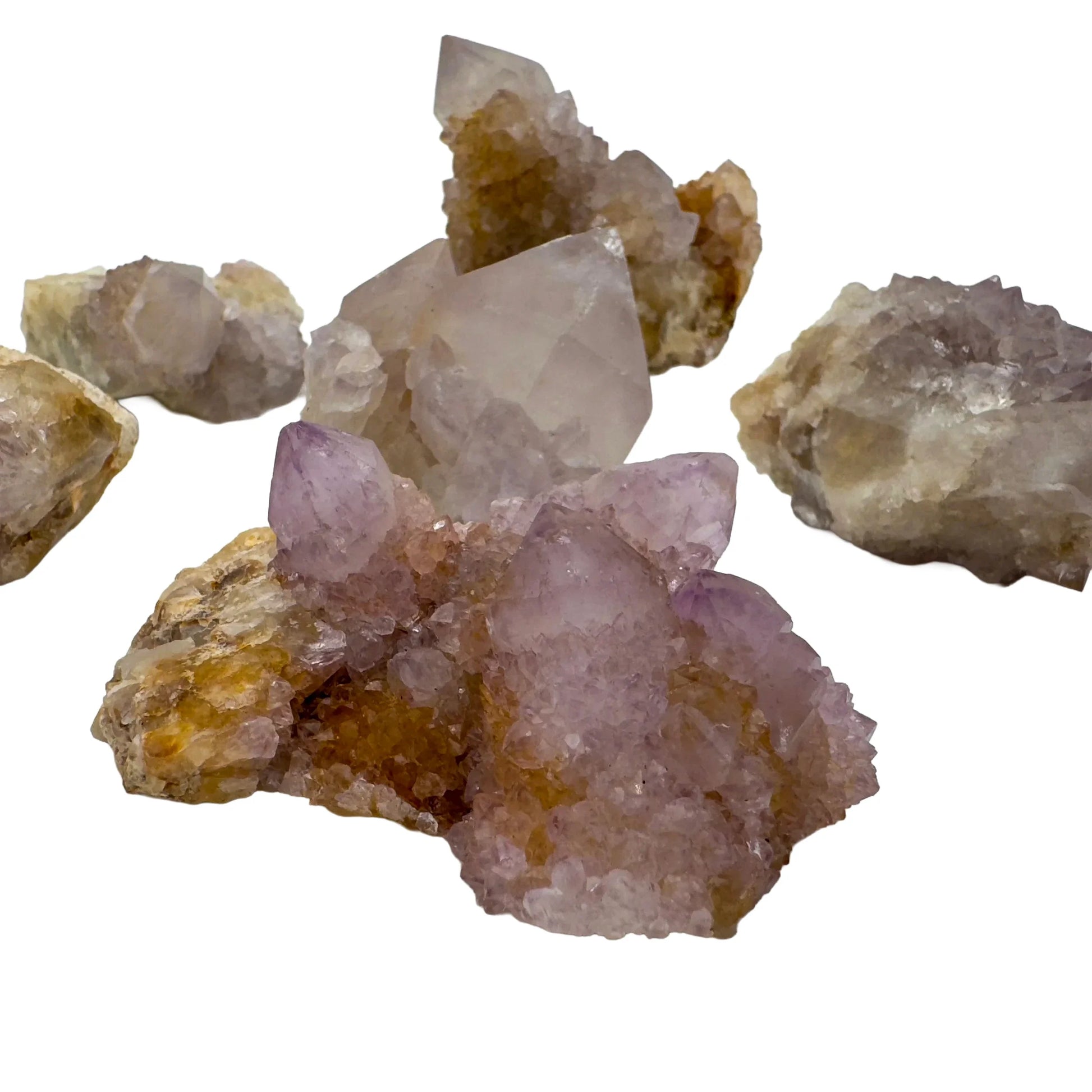 Side profile of Quartz raw stone, showing natural texture.
