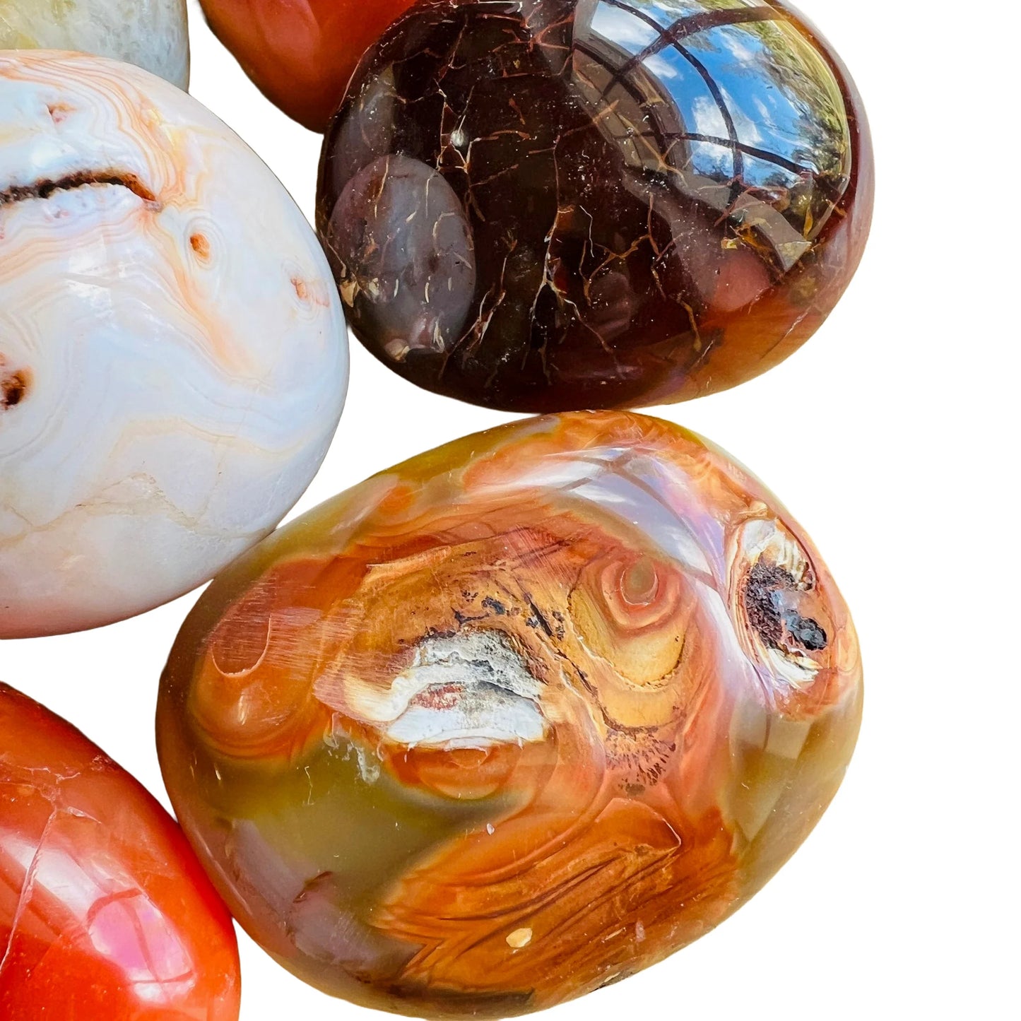 Reverse side of Carnelian palm stone, hand-selected from Boeny, Madagascar.