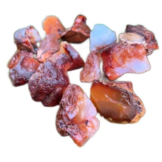 Detail shot showing Carnelian raw stone, kept near for Energy, from Madagascar.