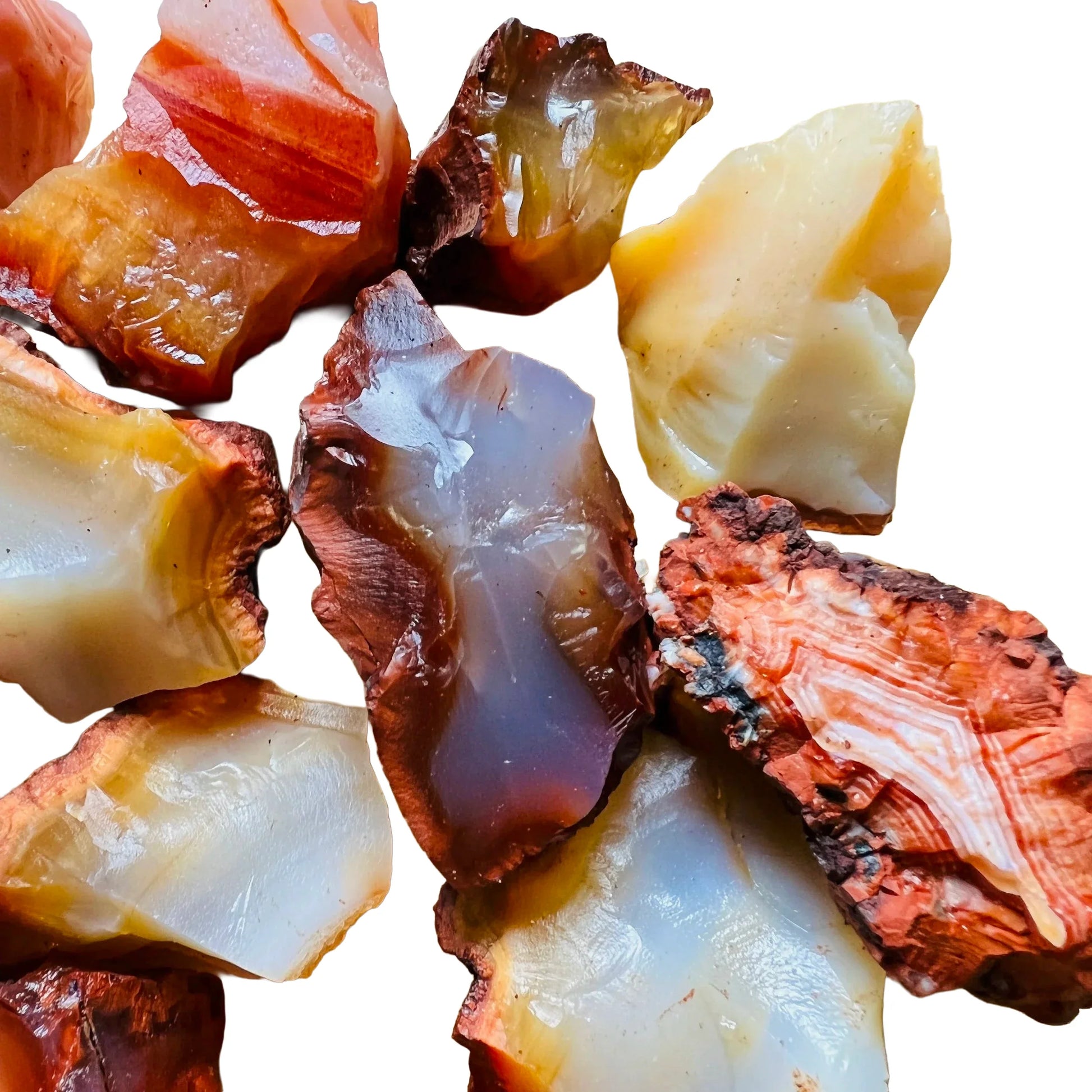 Alternate side of Carnelian raw stone, Madagascar-sourced.