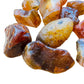 Overhead angle of Carnelian raw stone, to support Energy.
