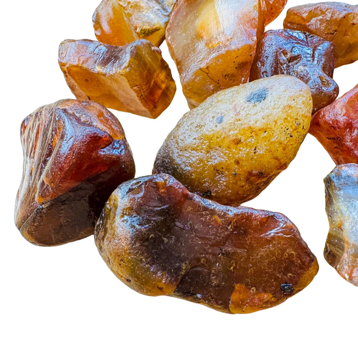 Overhead angle of Carnelian raw stone.