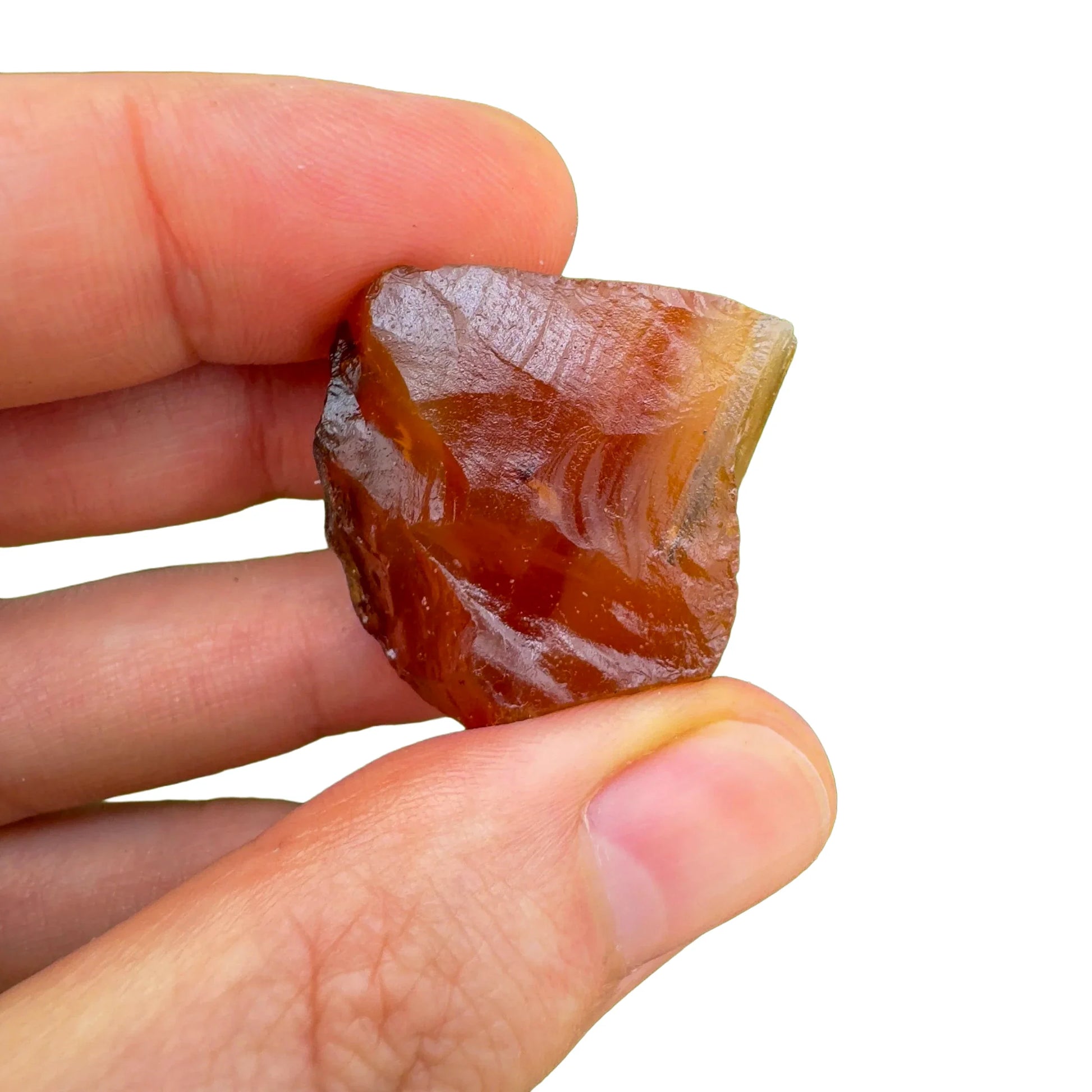 Full profile of Grade A Carnelian raw ready to ship from Beyond Bohemian