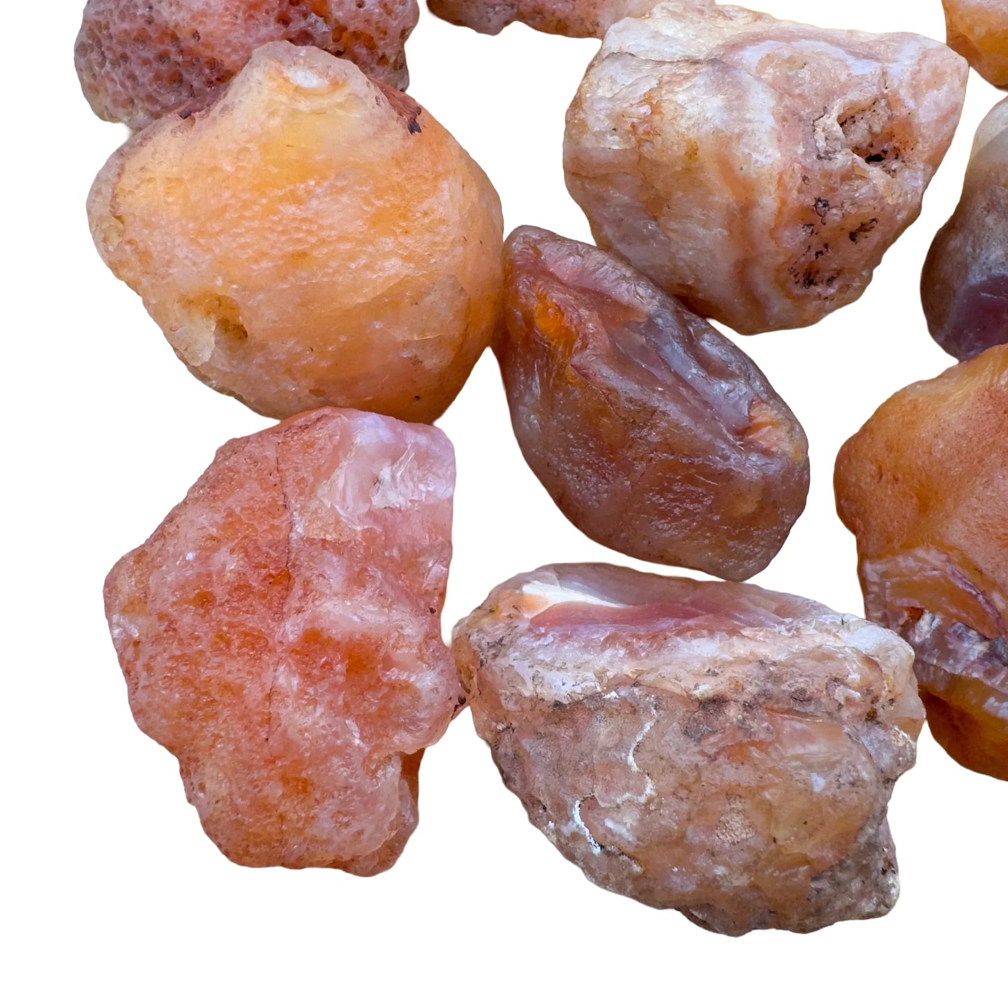 Profile view of Carnelian raw stone, kept near for Energy and Confidence.