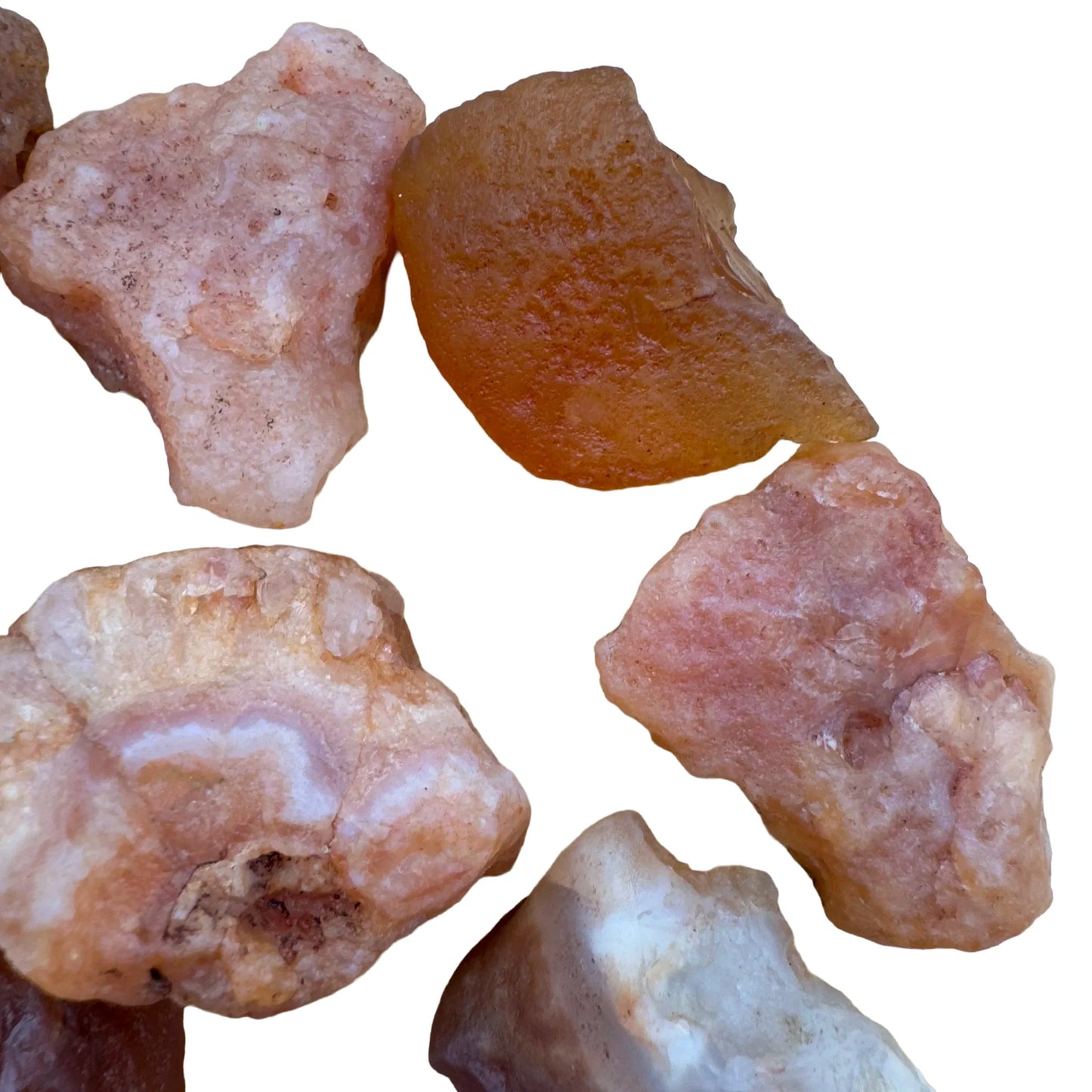 Underside detail of Carnelian raw stone, showing earthy tone.