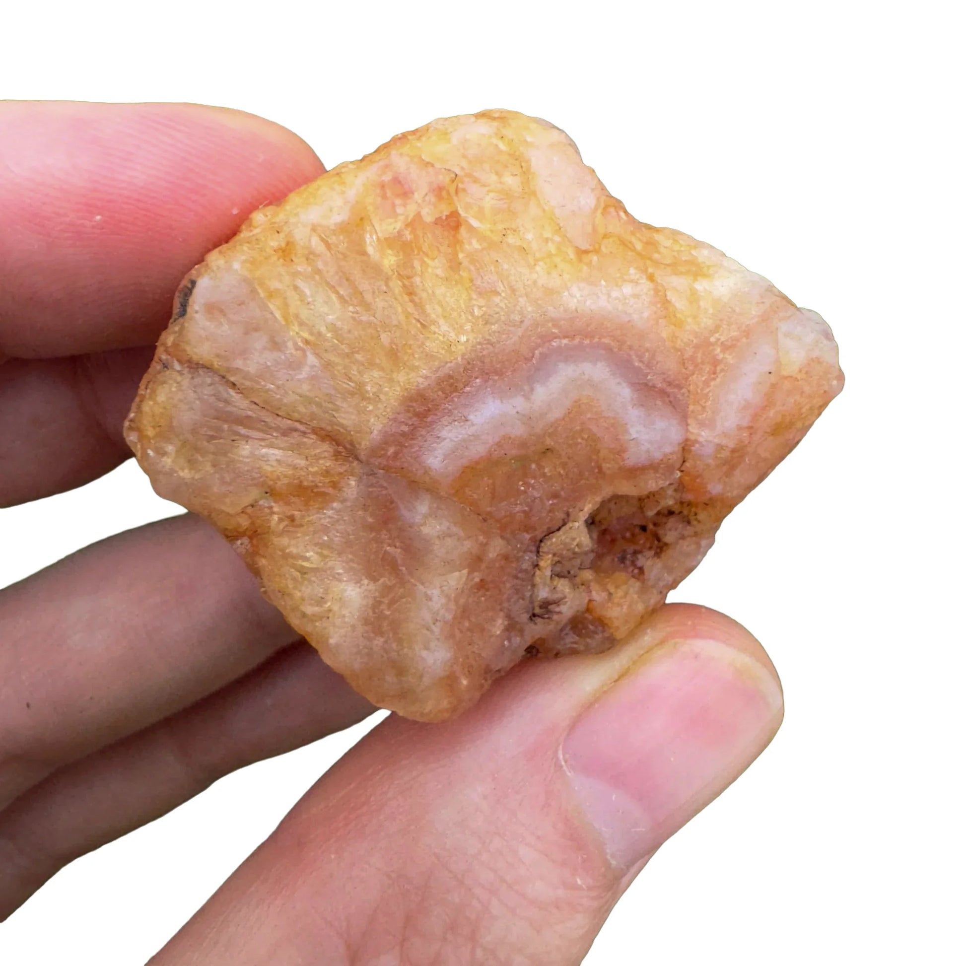 Back view of Grade A Carnelian raw showing natural surface