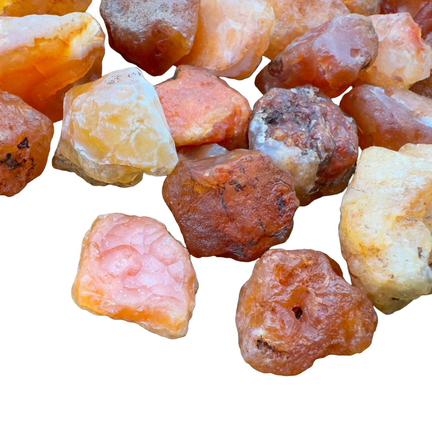 Full profile of Grade A Carnelian raw ready to ship from Beyond Bohemian