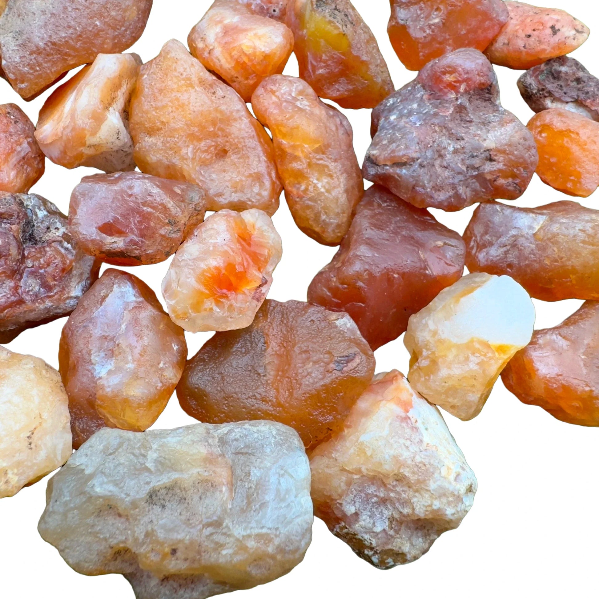 Full profile of Grade A Carnelian raw ready to ship from Beyond Bohemian