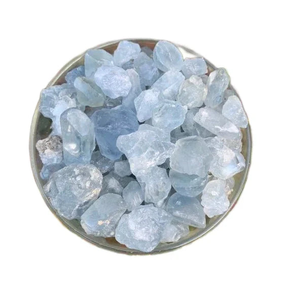 Full profile of Grade AA Celestite raw ready to ship from Beyond Bohemian